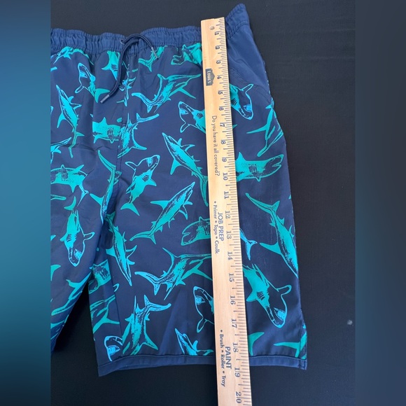 LANDS END BOYS XXL 18-20 SWIM TRUNKS  NAVY BLUE & GREEN.  COLOR DISTORTION - Picture 4 of 9